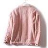 imageFlygo Womens Single Breasted Sherpa Fleece Lined Fur Collar Corduroy JacketPink