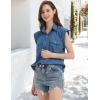 imageFlygo Womens Sleeveless Button Down Denim Shirt Collared Chambray Loose Jean Tank Tops with PocketsDarkblue