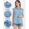 imageFlygo Womens Sleeveless Button Down Denim Shirt Collared Chambray Loose Jean Tank Tops with PocketsLightblue