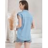 imageFlygo Womens Sleeveless Button Down Denim Shirt Collared Chambray Loose Jean Tank Tops with PocketsLightblue