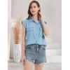imageFlygo Womens Sleeveless Button Down Denim Shirt Collared Chambray Loose Jean Tank Tops with PocketsLightblue