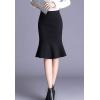 imageFlygo Womens Trendy Wool Blend Mermaid Skirt Midi Tail Pencil SkirtsBlack
