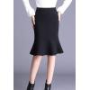 imageFlygo Womens Trendy Wool Blend Mermaid Skirt Midi Tail Pencil SkirtsBlack