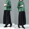imageFlygo Womens Vintage Corduroy ALine Pleated Long Midi Skirt with PocketsBlack