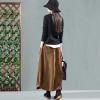 imageFlygo Womens Vintage Corduroy ALine Pleated Long Midi Skirt with PocketsCoffee