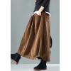 imageFlygo Womens Vintage Corduroy ALine Pleated Long Midi Skirt with PocketsCoffee