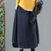 imageFlygo Womens Vintage Corduroy ALine Pleated Long Midi Skirt with PocketsNavy Blue