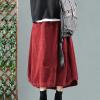 imageFlygo Womens Vintage Corduroy ALine Pleated Long Midi Skirt with PocketsRed