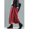 imageFlygo Womens Vintage Corduroy ALine Pleated Long Midi Skirt with PocketsRed