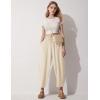 imageFlygo Womens Wide Leg Baggy Pants Casual Elastic High Waisted Palazzo Harem Slacks Ankle Length Loose Trousers with PocketsApricot