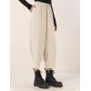 imageFlygo Womens Wide Leg Baggy Pants Casual Elastic High Waisted Palazzo Harem Slacks Ankle Length Loose Trousers with PocketsApricot