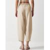 imageFlygo Womens Wide Leg Baggy Pants Casual Elastic High Waisted Palazzo Harem Slacks Ankle Length Loose Trousers with PocketsApricot