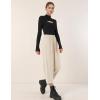 imageFlygo Womens Wide Leg Baggy Pants Casual Elastic High Waisted Palazzo Harem Slacks Ankle Length Loose Trousers with PocketsApricot