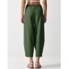 imageFlygo Womens Wide Leg Baggy Pants Casual Elastic High Waisted Palazzo Harem Slacks Ankle Length Loose Trousers with PocketsArmygreen