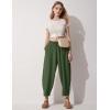 imageFlygo Womens Wide Leg Baggy Pants Casual Elastic High Waisted Palazzo Harem Slacks Ankle Length Loose Trousers with PocketsArmygreen