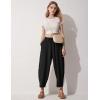 imageFlygo Womens Wide Leg Baggy Pants Casual Elastic High Waisted Palazzo Harem Slacks Ankle Length Loose Trousers with PocketsBlack
