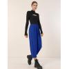imageFlygo Womens Wide Leg Baggy Pants Casual Elastic High Waisted Palazzo Harem Slacks Ankle Length Loose Trousers with PocketsBlue