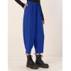 imageFlygo Womens Wide Leg Baggy Pants Casual Elastic High Waisted Palazzo Harem Slacks Ankle Length Loose Trousers with PocketsBlue