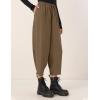 imageFlygo Womens Wide Leg Baggy Pants Casual Elastic High Waisted Palazzo Harem Slacks Ankle Length Loose Trousers with PocketsChestnut