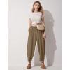 imageFlygo Womens Wide Leg Baggy Pants Casual Elastic High Waisted Palazzo Harem Slacks Ankle Length Loose Trousers with PocketsChestnut