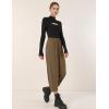 imageFlygo Womens Wide Leg Baggy Pants Casual Elastic High Waisted Palazzo Harem Slacks Ankle Length Loose Trousers with PocketsChestnut