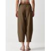 imageFlygo Womens Wide Leg Baggy Pants Casual Elastic High Waisted Palazzo Harem Slacks Ankle Length Loose Trousers with PocketsChestnut
