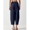 imageFlygo Womens Wide Leg Baggy Pants Casual Elastic High Waisted Palazzo Harem Slacks Ankle Length Loose Trousers with PocketsNavyblue