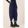imageFlygo Womens Wide Leg Baggy Pants Casual Elastic High Waisted Palazzo Harem Slacks Ankle Length Loose Trousers with PocketsNavyblue