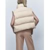 imageFlygo Womens Winter Crop Vest Sleeveless Quilted Puffer Vest Padded Gilet Jacket Warm Outerwear PocketsBeige