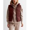 imageFlygo Womens Winter Crop Vest Sleeveless Quilted Puffer Vest Padded Gilet Jacket Warm Outerwear PocketsReddish Brown