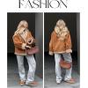 imageFlygo Womens Winter Faux Suede Jacket Sherpa Lined Jacket Button Down Lapel Fleece Jacket Winter Coat with PocketsCamel