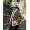 imageFlygo Womens Winter Faux Suede Jacket Sherpa Lined Jacket Button Down Lapel Fleece Jacket Winter Coat with PocketsGreen