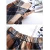 imageFlygo Womens Winter Warm Wool Plaid ALine Pleated Maxi Long Skirt Back ElasticKhaki Plaid