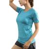 imageFlygo Womens Workout Shirt Quick Dry Running Yoga Base Layer Tee TShirtBlue