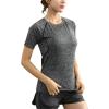 imageFlygo Womens Workout Shirt Quick Dry Running Yoga Base Layer Tee TShirtDark Grey