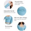 imageFlygo Yoga Shirts with Built in Bra Cutout Padded Crop Tops Long Sleeve Gym T Shirt for Women WorkoutBlue