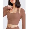 imageFlygo Yoga Shirts with Built in Bra Cutout Padded Crop Tops Long Sleeve Gym T Shirt for Women WorkoutCoco