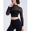 imageFlygo Yoga Shirts with Built in Bra Padded Crop Tops Long Sleeve Gym T Shirt for Women WorkoutBlack