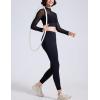imageFlygo Yoga Shirts with Built in Bra Padded Crop Tops Long Sleeve Gym T Shirt for Women WorkoutBlack