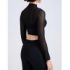 imageFlygo Yoga Shirts with Built in Bra Padded Crop Tops Long Sleeve Gym T Shirt for Women WorkoutBlack