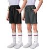 imageFlygo 2 Pack Boys Athletic Shorts Mesh Kids Elastic Waist Breathable Basketball Gym Shorts with PocketsBlackdarkgrey