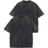 imageFlygo 2 Pack Men Oversized T Shirts Acid Washed Unisex Tee Loose Fit Short Sleeve Casual Streetwear Baggy Basic TopsBlackblack