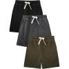 imageFlygo 3 Pack Boys Girls Cotton Shorts Kids Elastic Waisted Athletic Pull On Running Sweat Shorts Joggers with PocketsBlackdarkgreyarmygreen