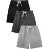 imageFlygo 3 Pack Boys Girls Cotton Shorts Kids Elastic Waisted Athletic Pull On Running Sweat Shorts Joggers with PocketsBlackdarkgreylightgrey