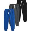 imageFlygo 3 Pack Boys Sweatpants Kids Active Joggers Athletic Casual Basic Pull On Pants with Pockets DrawstringBlackdarkgreyblue
