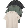 imageFlygo 3 Pack Men Oversized T Shirts Acid Washed Unisex Tee Loose Fit Short Sleeve Casual Streetwear Baggy Basic TopsBlackbeigearmygreen