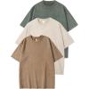 imageFlygo 3 Pack Men Oversized T Shirts Acid Washed Unisex Tee Loose Fit Short Sleeve Casual Streetwear Baggy Basic TopsKhakibeigearmygreen