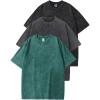 imageFlygo 3 Pack Mens Oversized TShirts Vintage 280G Heavy Cotton Streetwear Short Sleeve Solid Basic Tee Acid Washed TopsBlackdarkgreydarkgreen