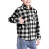 imageFlygo Boys Girls Long Sleeve Plaid Button Up Shirt Kids Casual Button Down Shirts Tops with PocketsBlack White Plaid