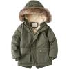 imageFlygo Boys Winter Coat Fleece Lined Kids Puffer Jacket Warm Quilted Hooded Parka JacketsArmy Green